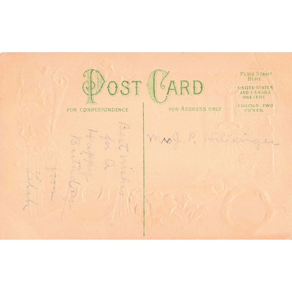 Antique Embossed Birthday Postcard Friendship True Love Scroll Leaves VG- - Picture 2 of 2